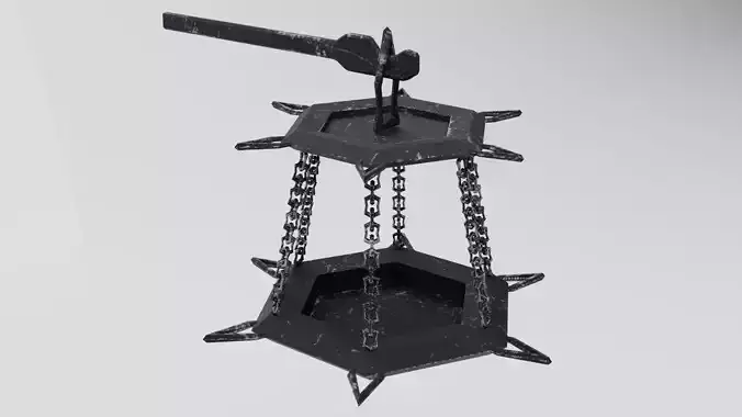 Gothic stylized medieval chain lamp Low-poly 3D model