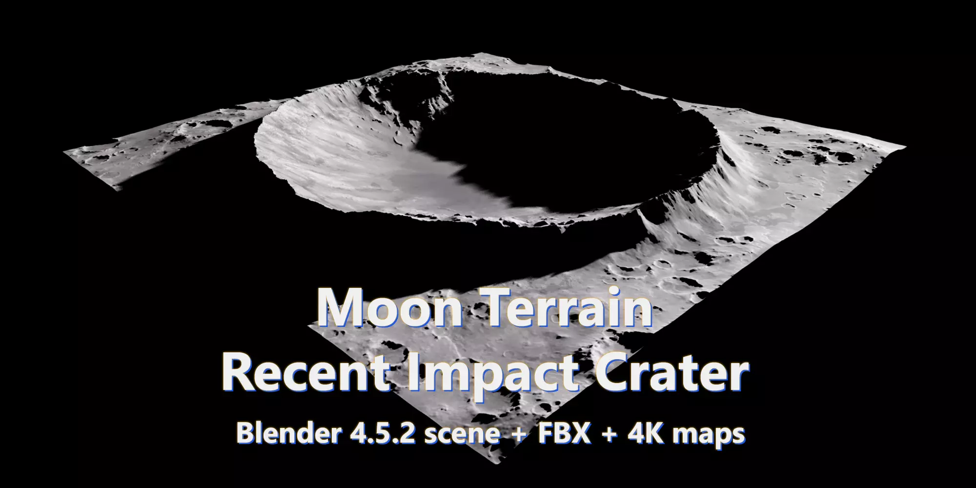Moon Terrain Recent Impact Crater Blender FBX 4K maps 3D model