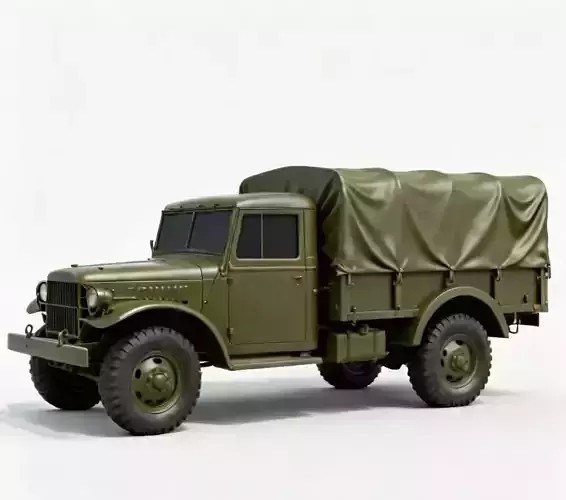 WWII 2-5 Ton Military Cargo Truck 3D Model