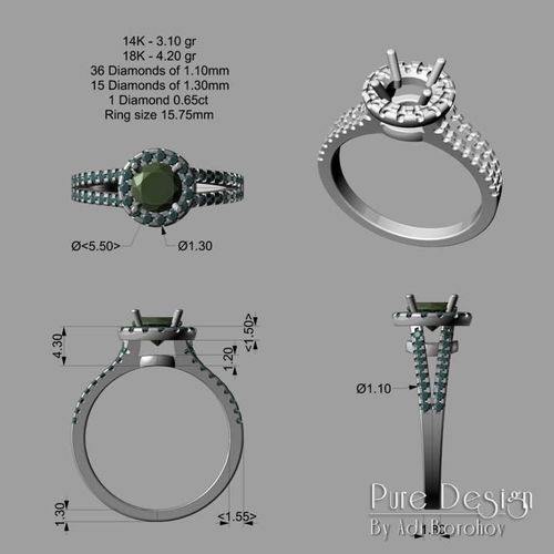 Ring round stone 3D Print Model 3D print model