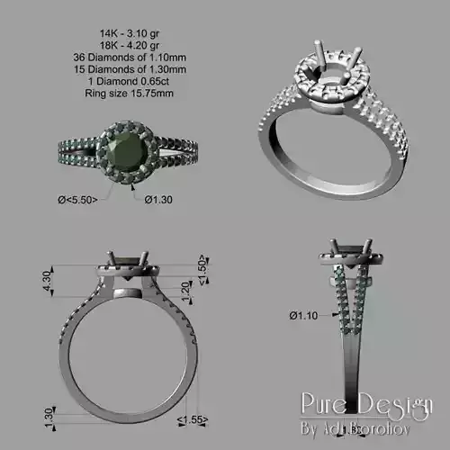 Ring round stone 3D Print Model
