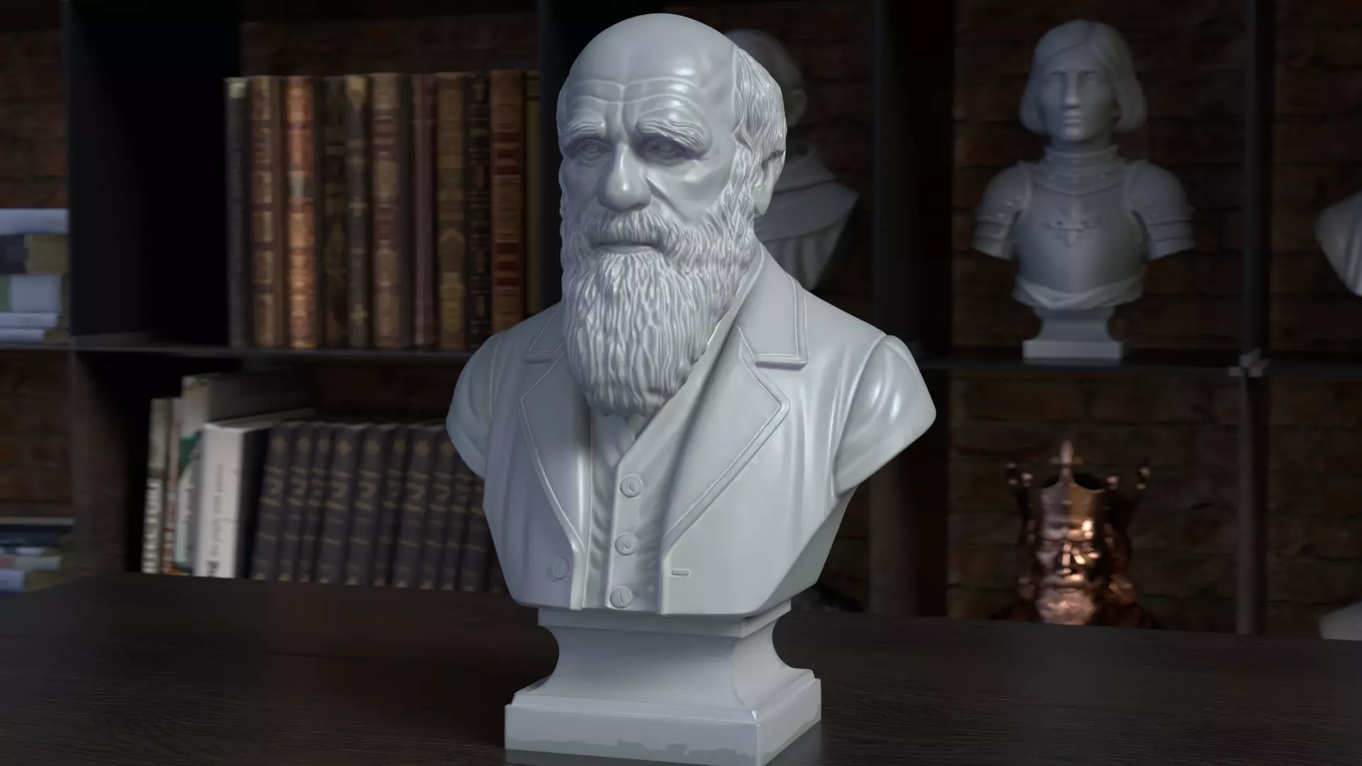 Charles Darwin Bust Sculpture 3D Print Model STL File 3D print model