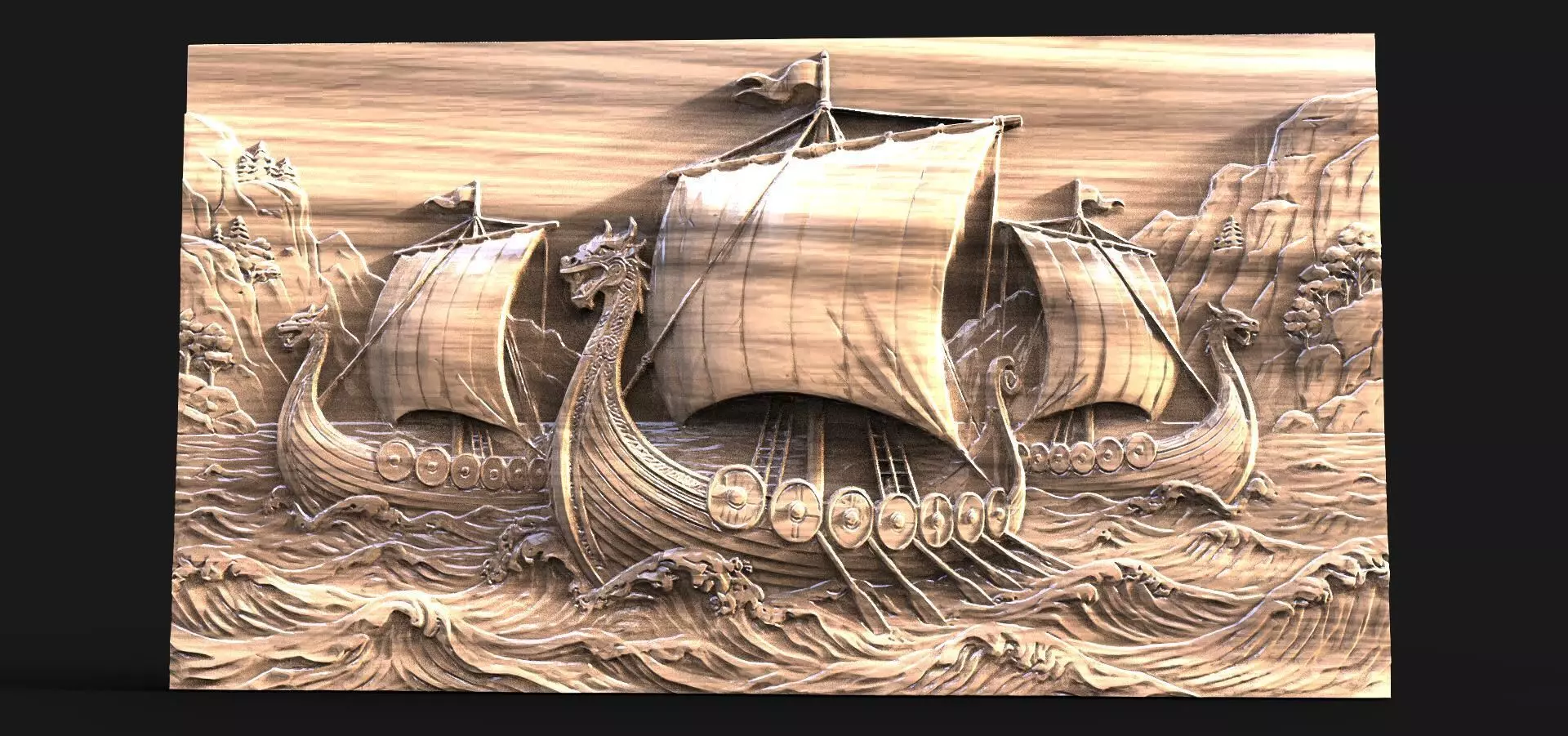 Viking ship CNC 3D model 3D printable | CGTrader