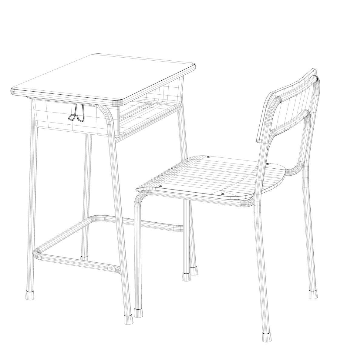School Desk and Chair 3D model_20