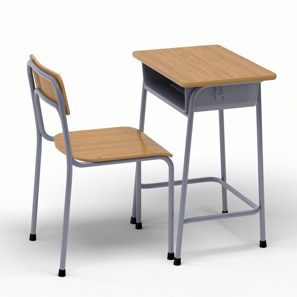 School Desk and Chair 3D model_5
