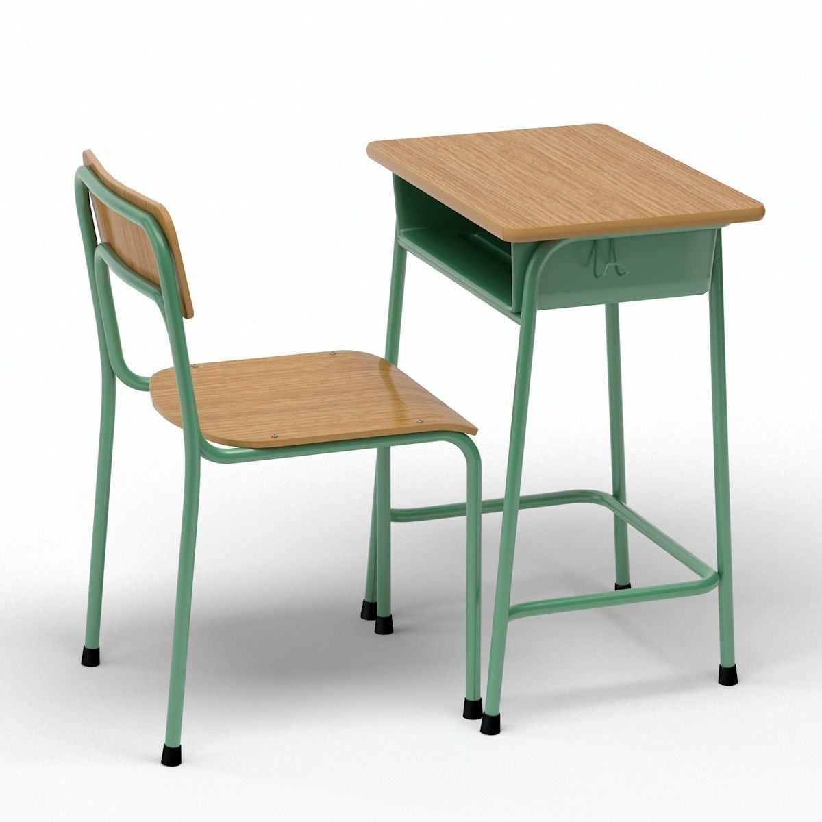 School Desk and Chair 3D model_3