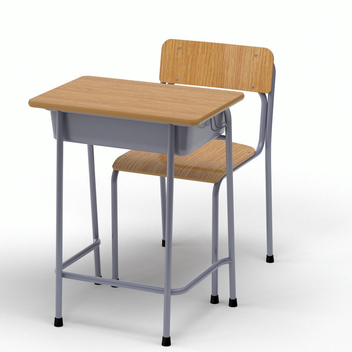 School Desk and Chair 3D model_10