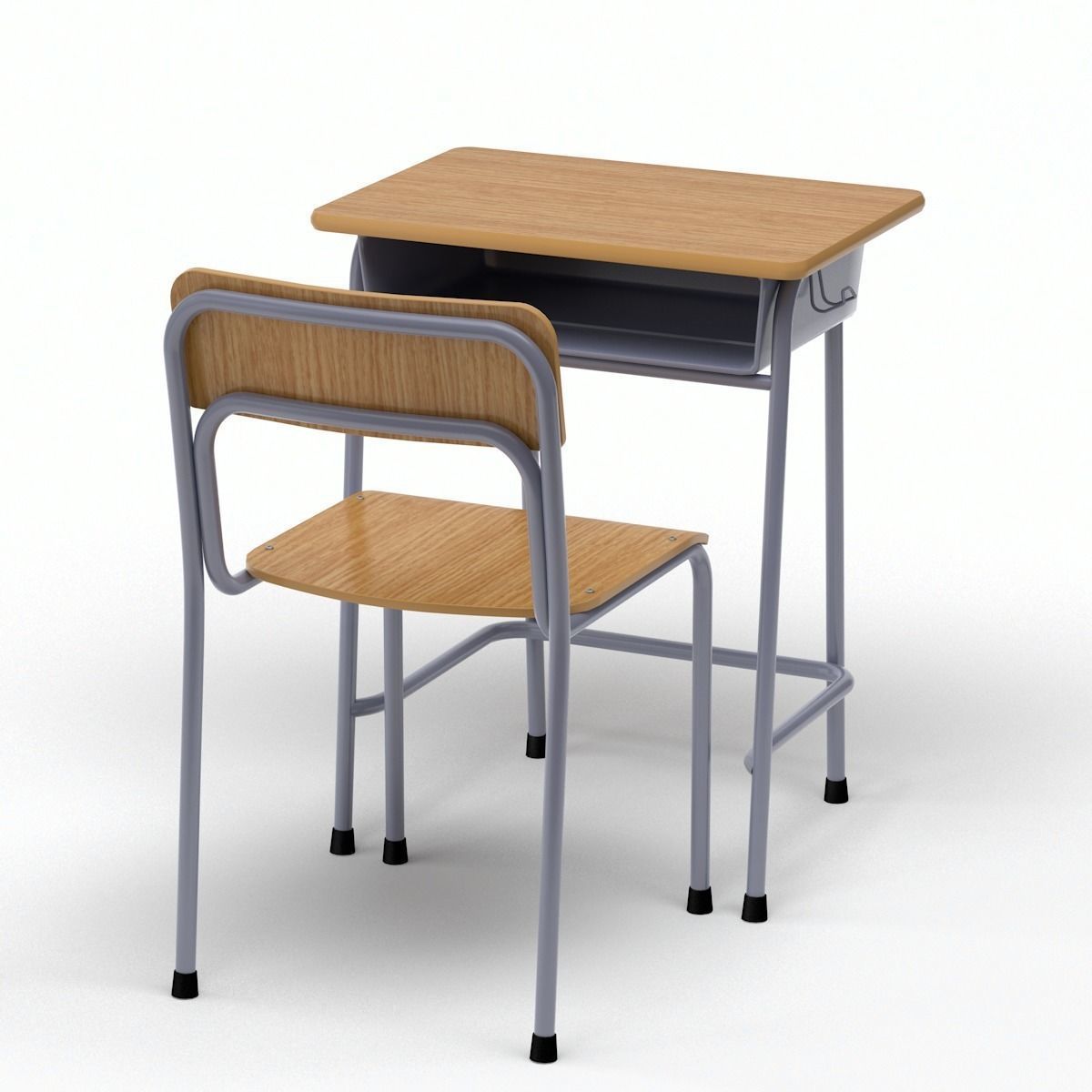 School Desk and Chair 3D model_6