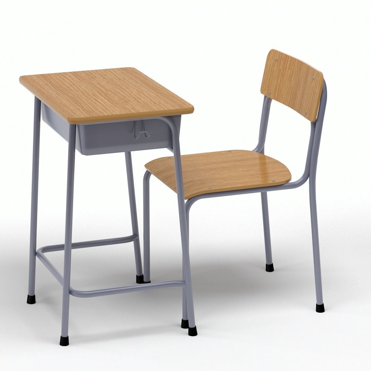 School Desk and Chair 3D model_9
