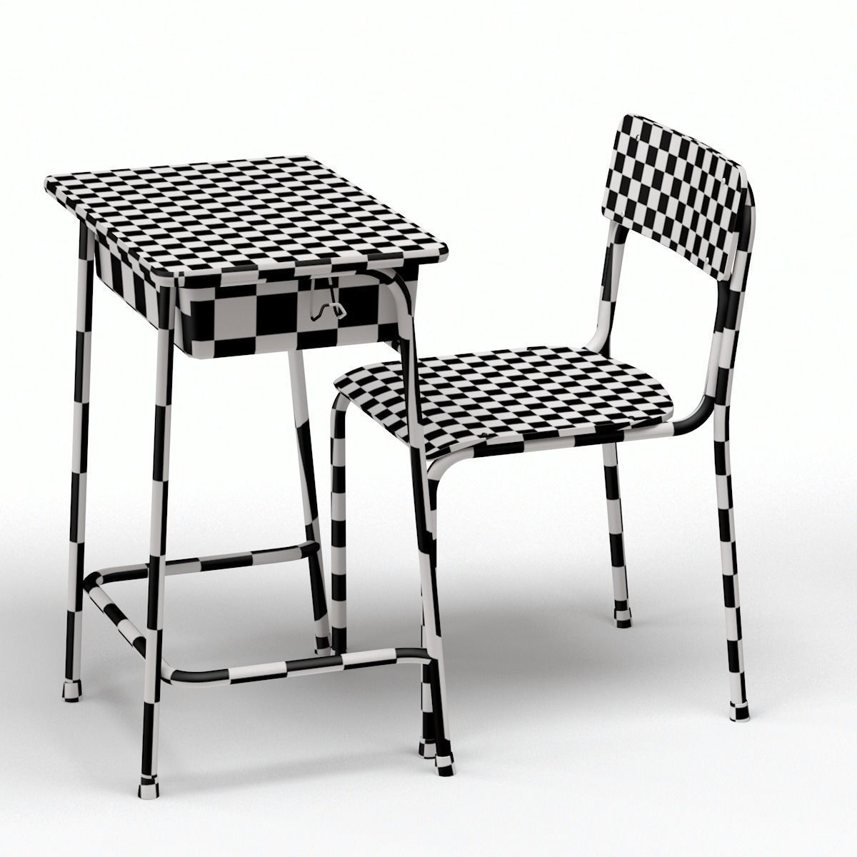 School Desk and Chair 3D model_29