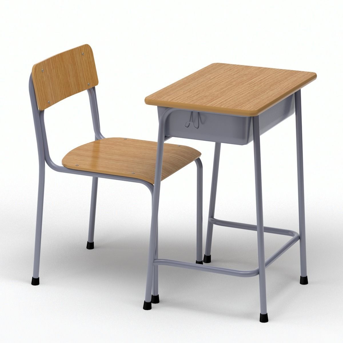 School Desk and Chair 3D model_4