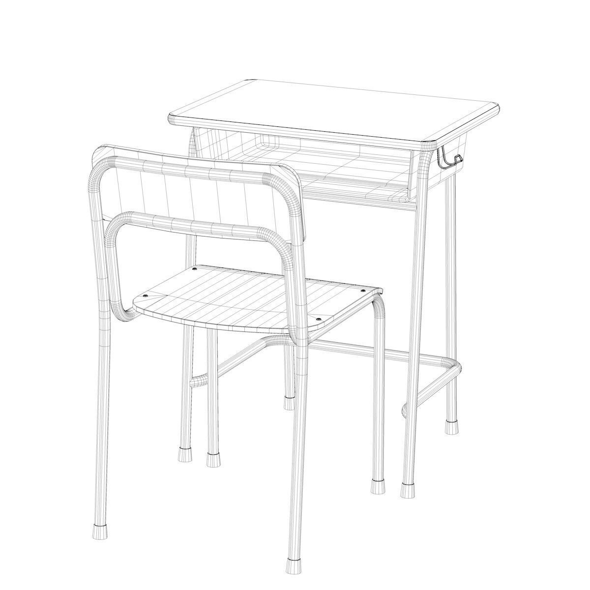School Desk and Chair 3D model_18