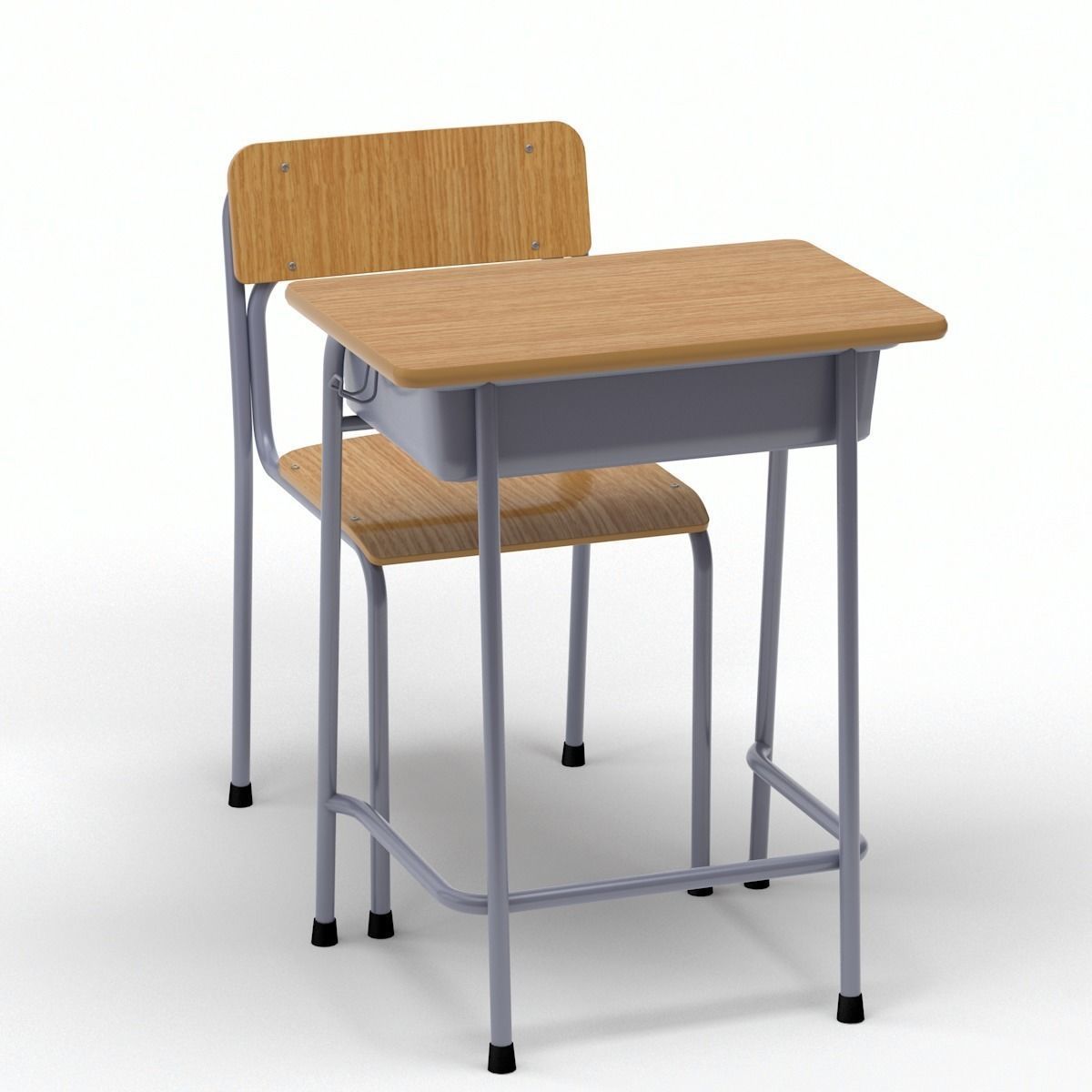 School Desk and Chair 3D model_11
