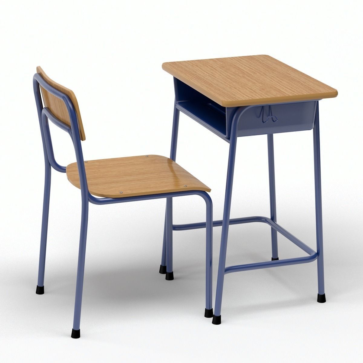School Desk and Chair 3D model_2