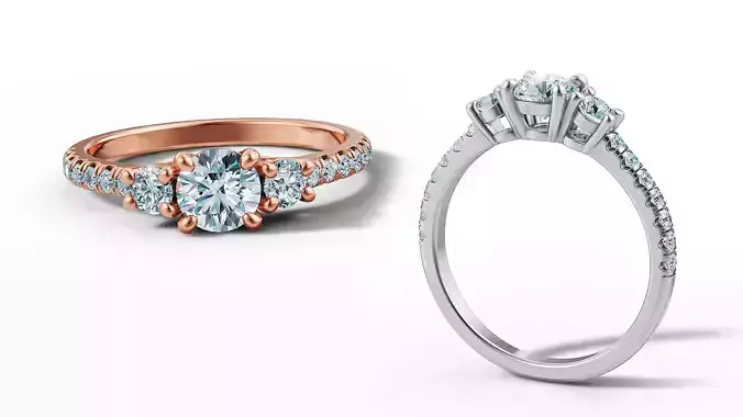 5mm Stone Solitaire Ring Engagement Ring 3 Stone design 