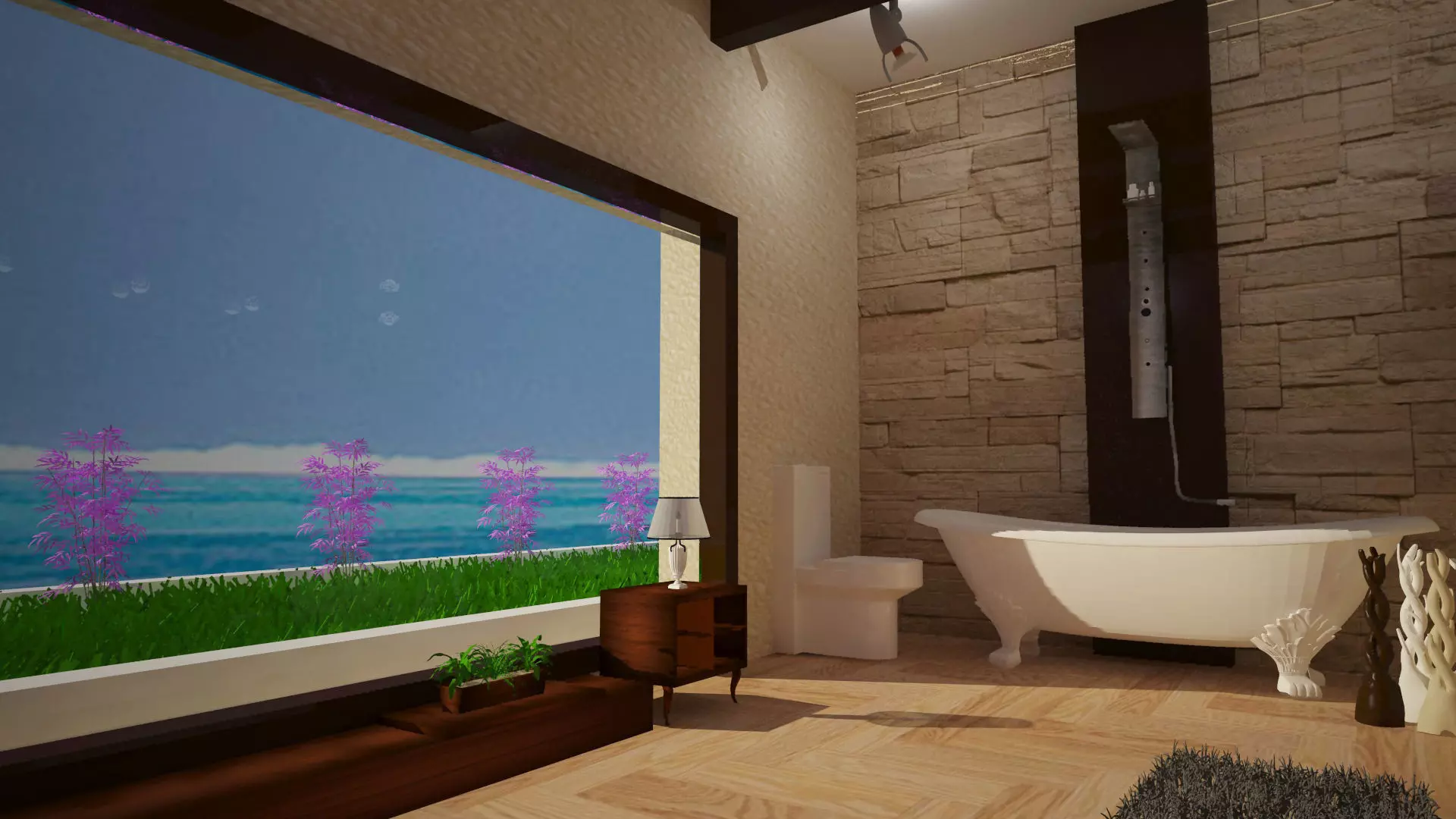 Modern bathroom interior desgin 3D model_0