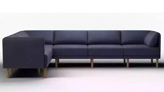 Range Piece Sectional Navy Blue Leg Finish Oak Legs
