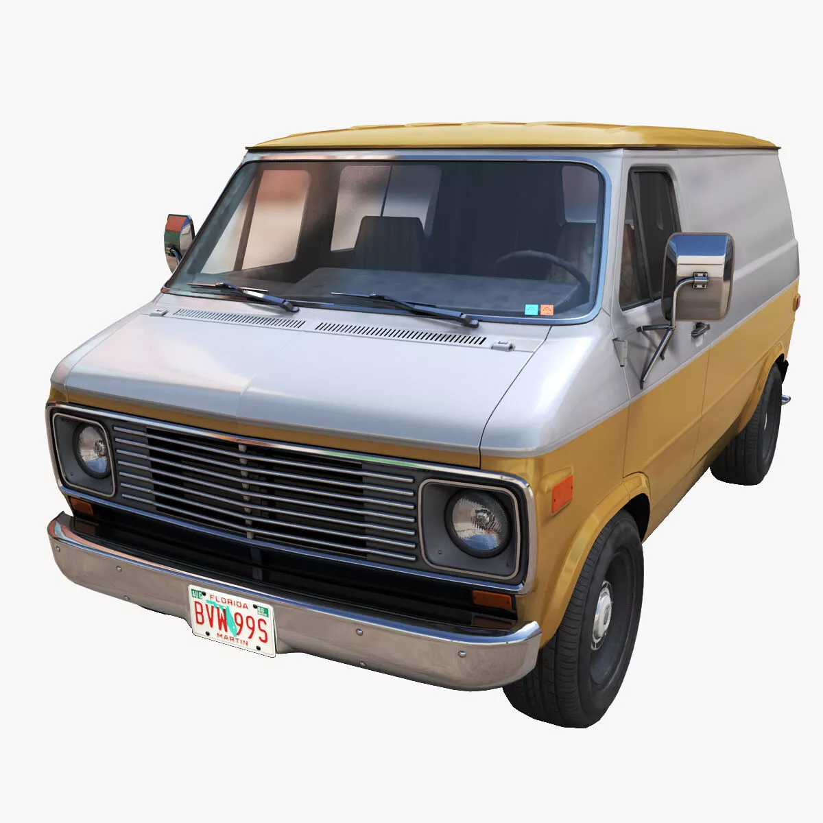 70s Industrial short van Low-poly 3D model