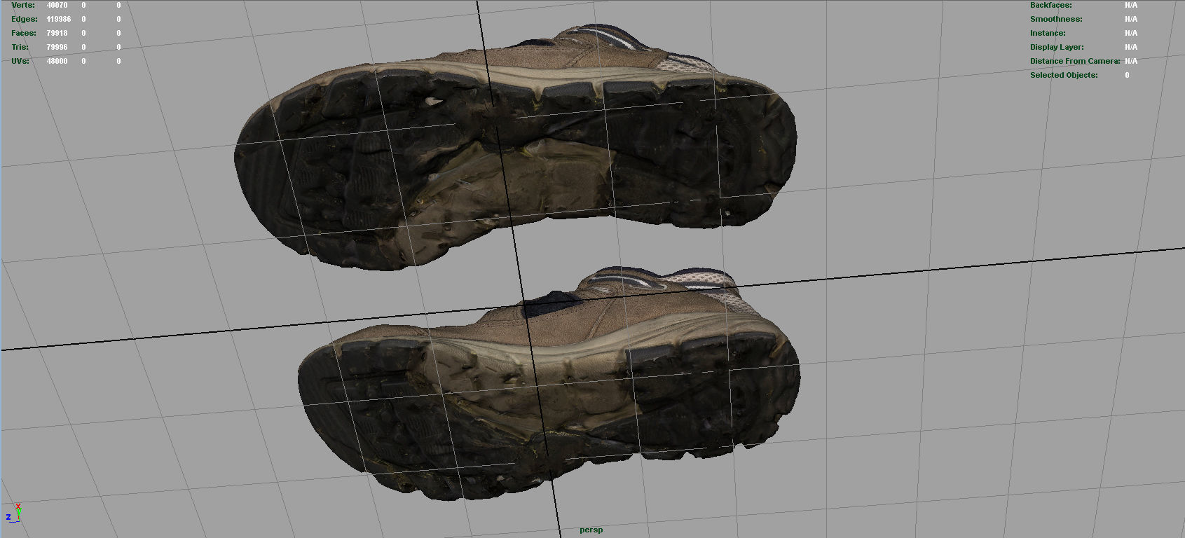 Sneakers pair of hiking shoes Low-poly 3D model_8