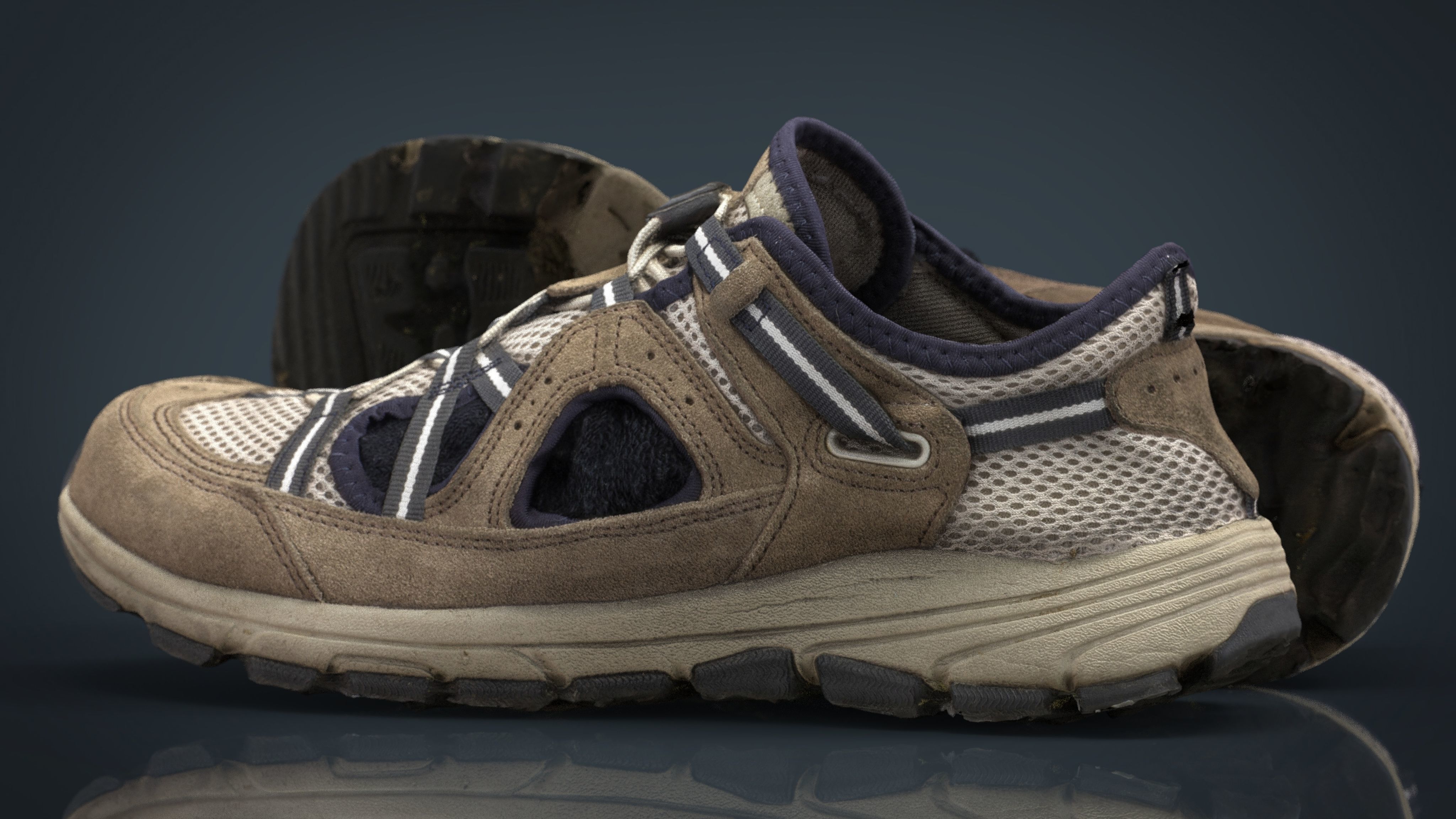 Sneakers pair of hiking shoes Low-poly 3D model_15