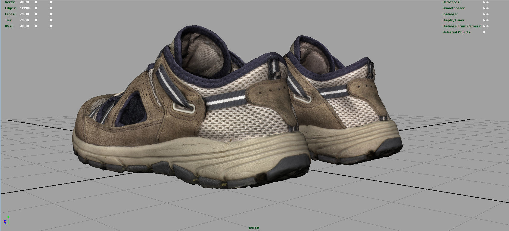Sneakers pair of hiking shoes Low-poly 3D model_12