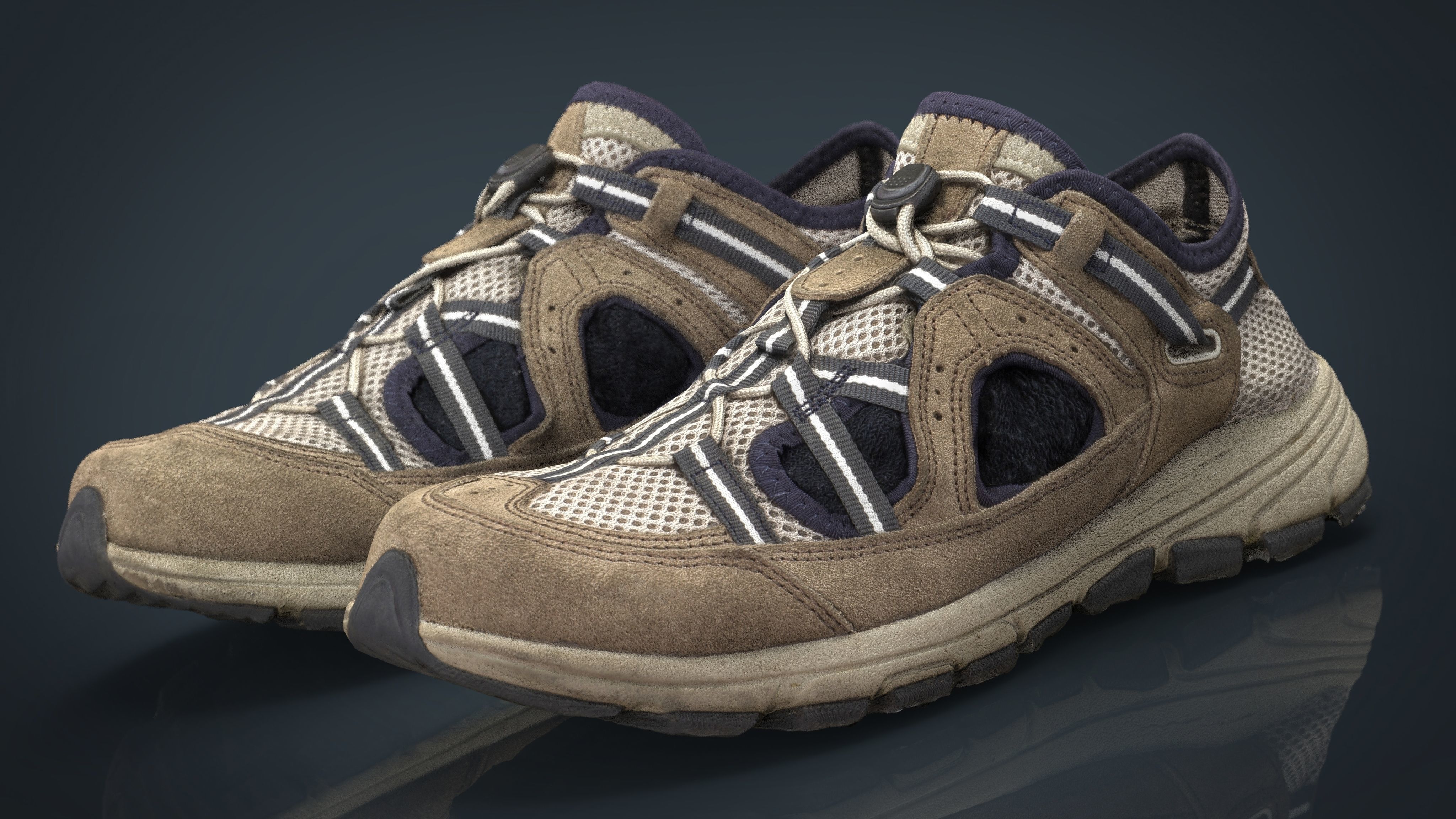 Sneakers pair of hiking shoes Low-poly 3D model_18