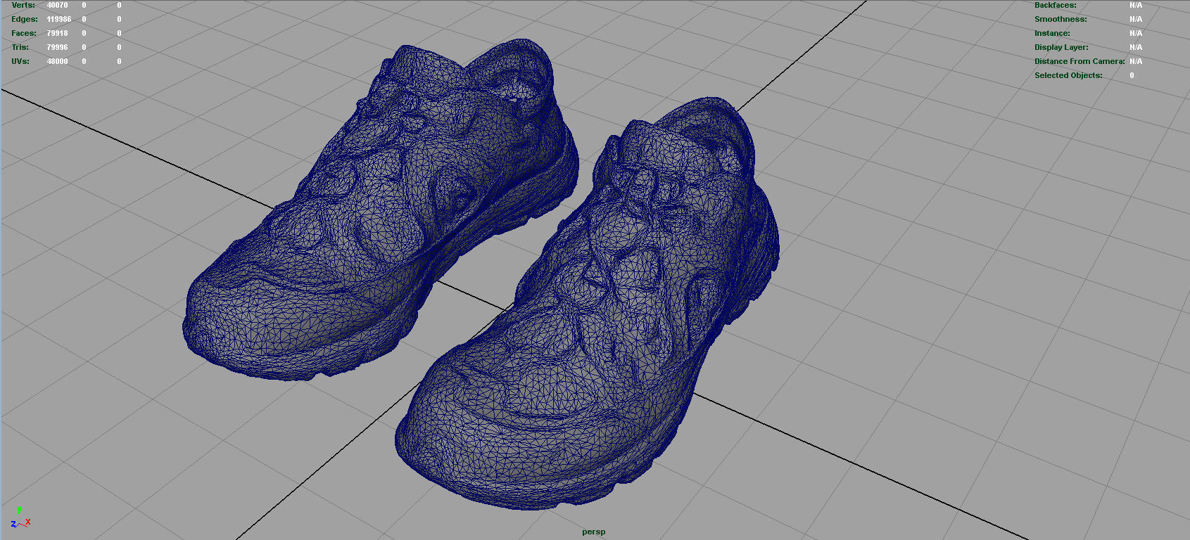 Sneakers pair of hiking shoes Low-poly 3D model_5