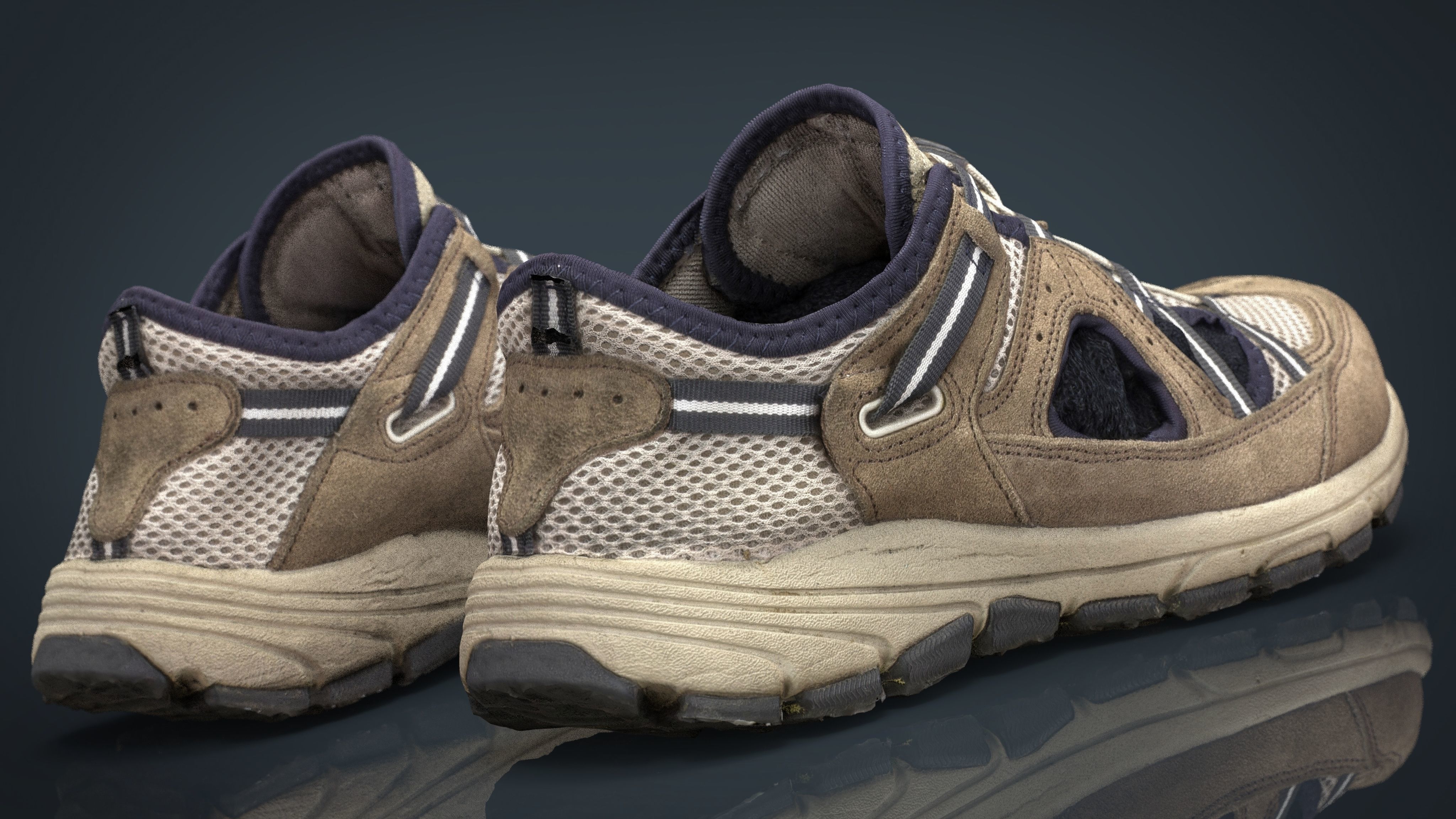 Sneakers pair of hiking shoes Low-poly 3D model_16