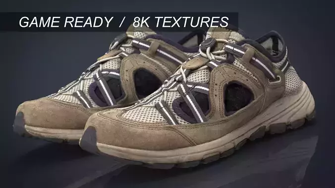 Sneakers pair of hiking shoes Low-poly 3D model