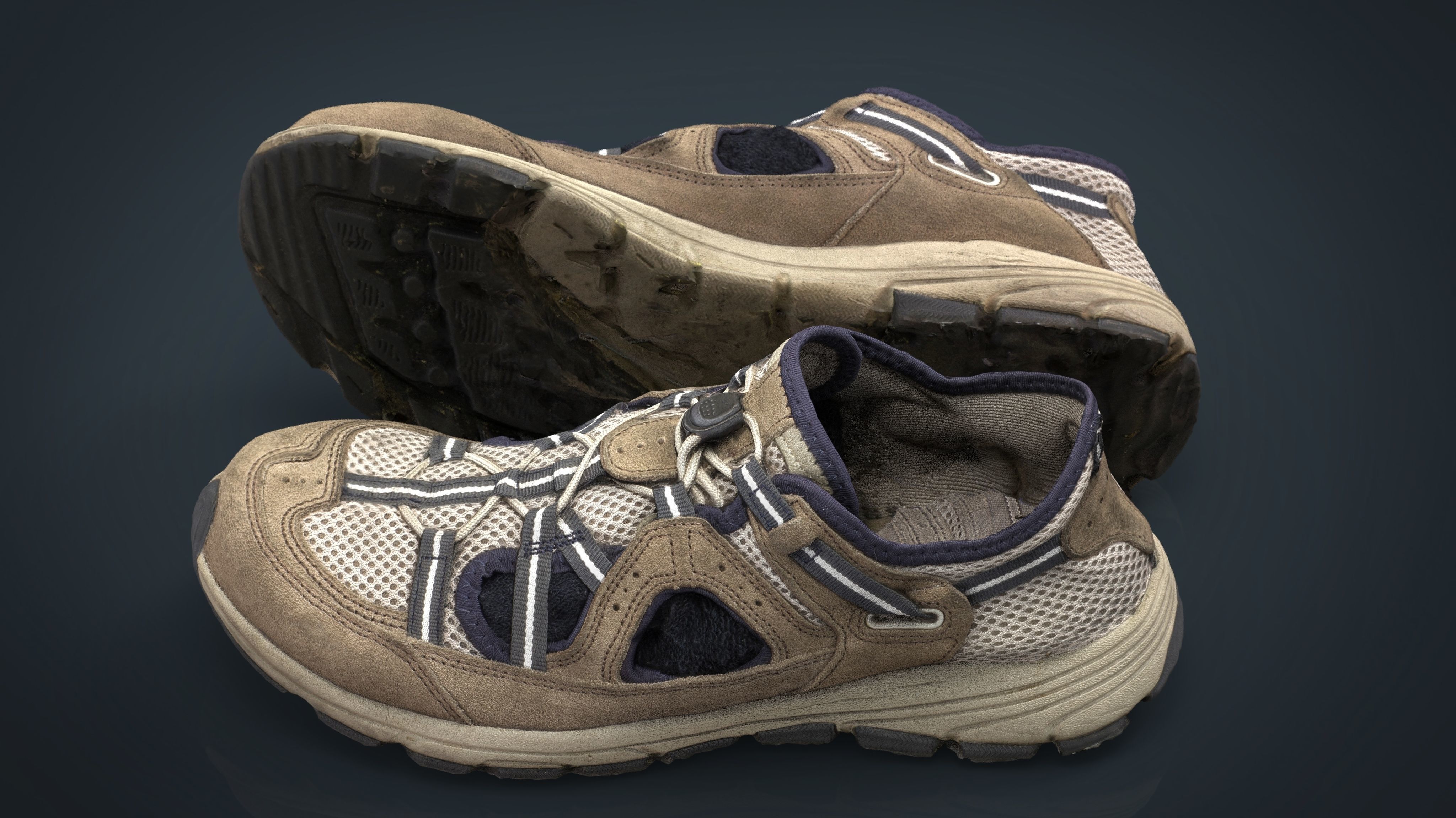 Sneakers pair of hiking shoes Low-poly 3D model_17