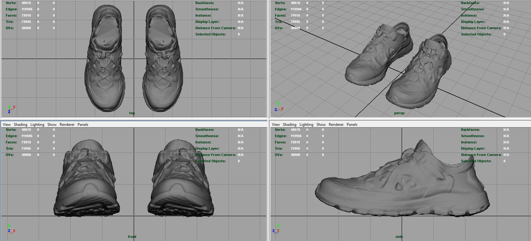 Sneakers pair of hiking shoes Low-poly 3D model_6