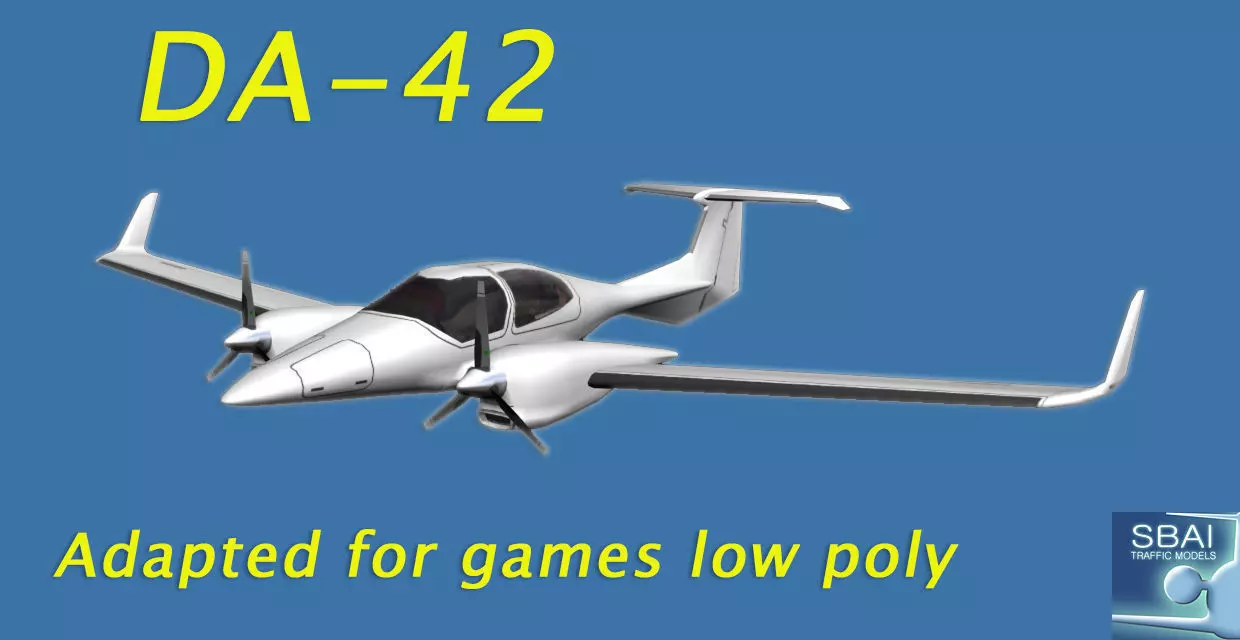 Diamond DA42 Low-poly 3D model_0