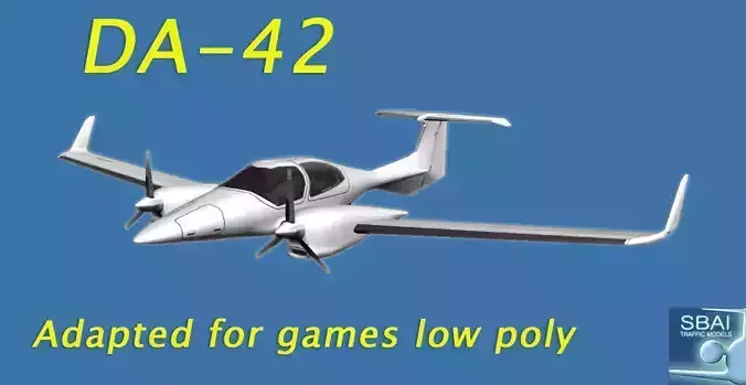 Diamond DA42 Low-poly 3D model
