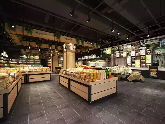 supermarket Low-poly 3D model