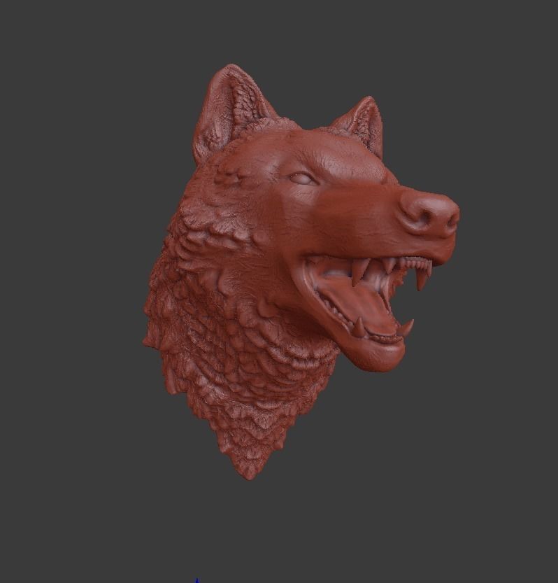 Wolf head 3D print model_9