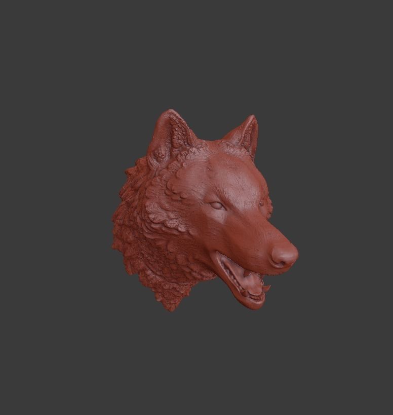 Wolf head 3D print model_3