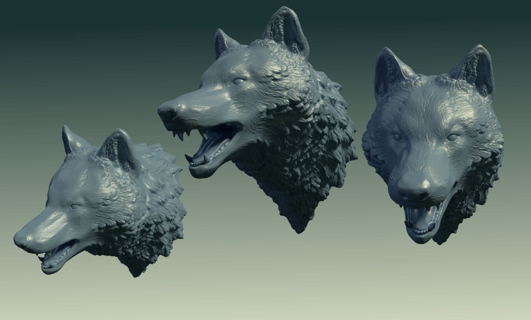 Wolf head 3D print model_2