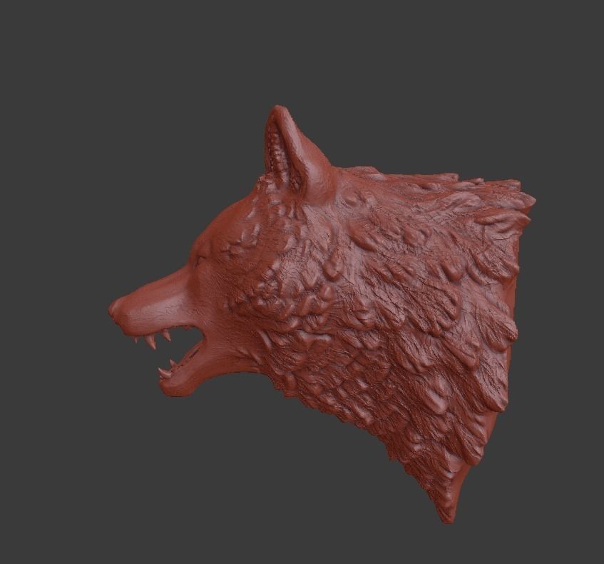 Wolf head 3D print model_8
