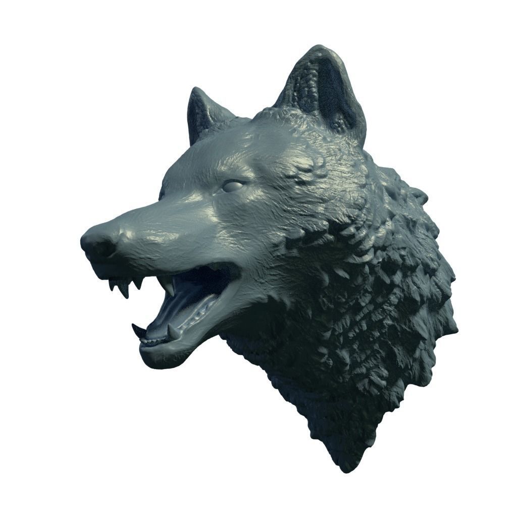 Wolf head 3D print model_0