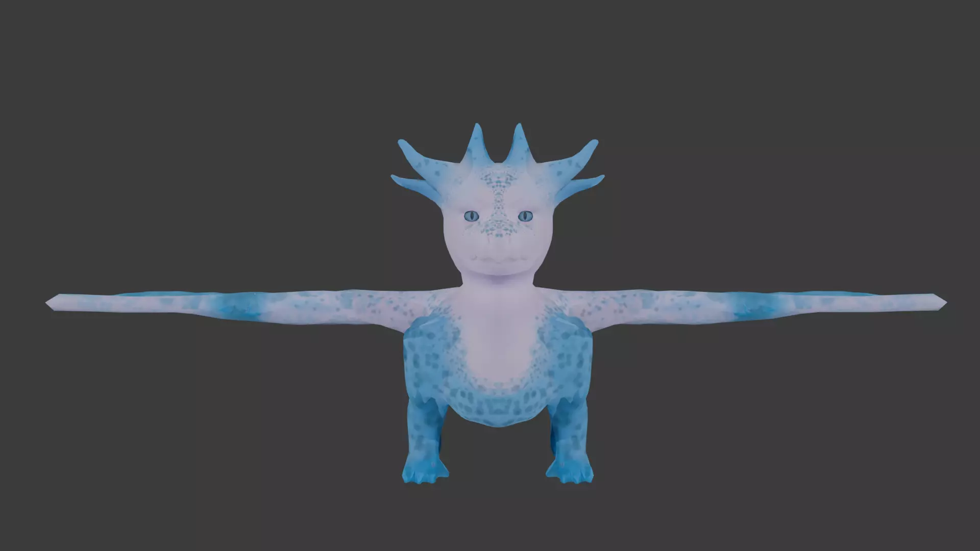 Ice dragon low poly baked 3D model