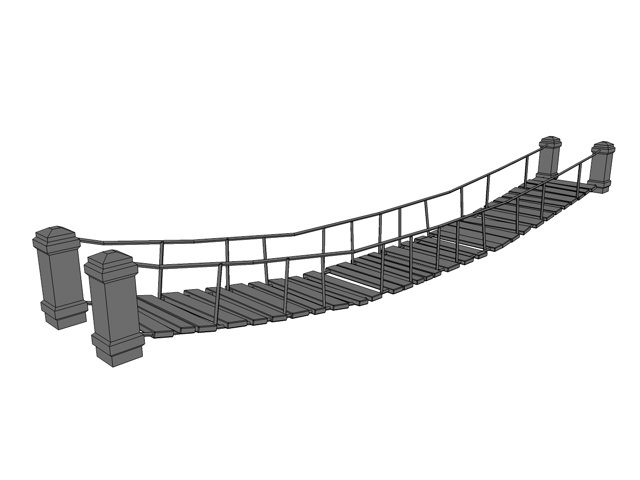 Low poly rope bridge Low-poly 3D model_5