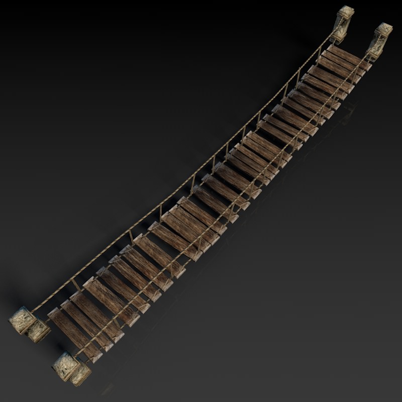 Low poly rope bridge Low-poly 3D model_3