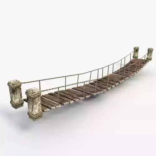 Low poly rope bridge Low-poly 3D model