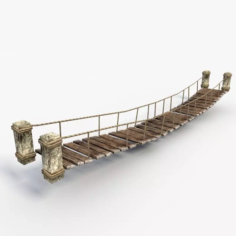 Low poly rope bridge Low-poly 3D model_0