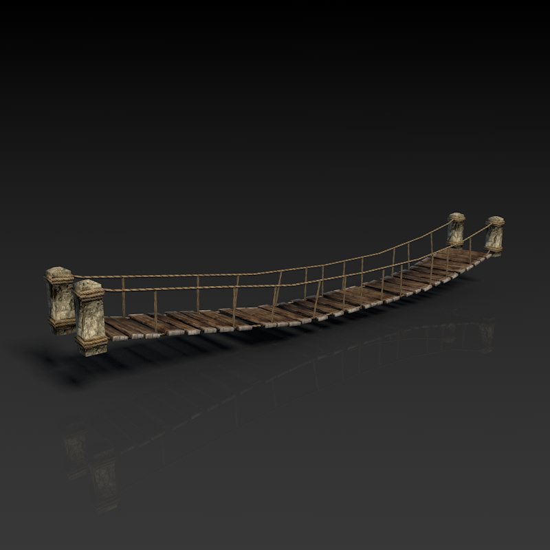 Low poly rope bridge Low-poly 3D model_2