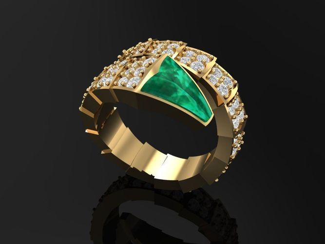 TJ 50 3D Golden Snake Ring 3D print model