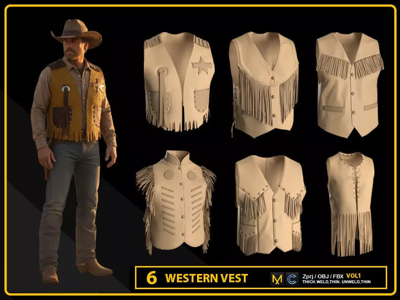 6 WESTERN VEST 3D model