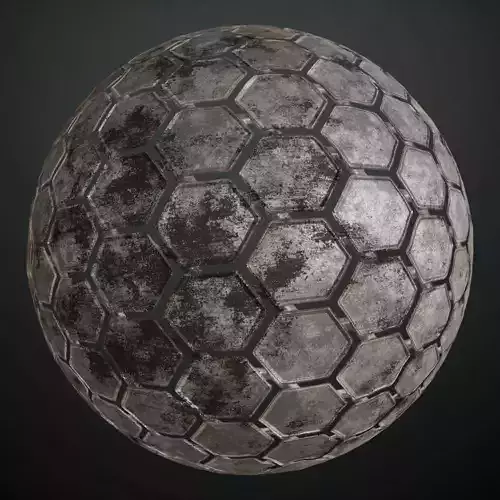 Dirty Hexagonal Metal Plate Transparent PBR Seamless Texture