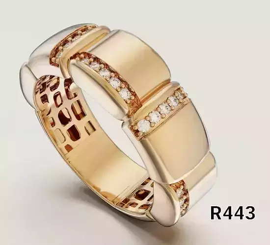 Luxury Segmented Gold Ring with Refined Accent Bands 3D print model