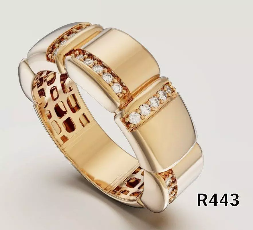 Luxury Segmented Gold Ring with Refined Accent Bands 3D print model